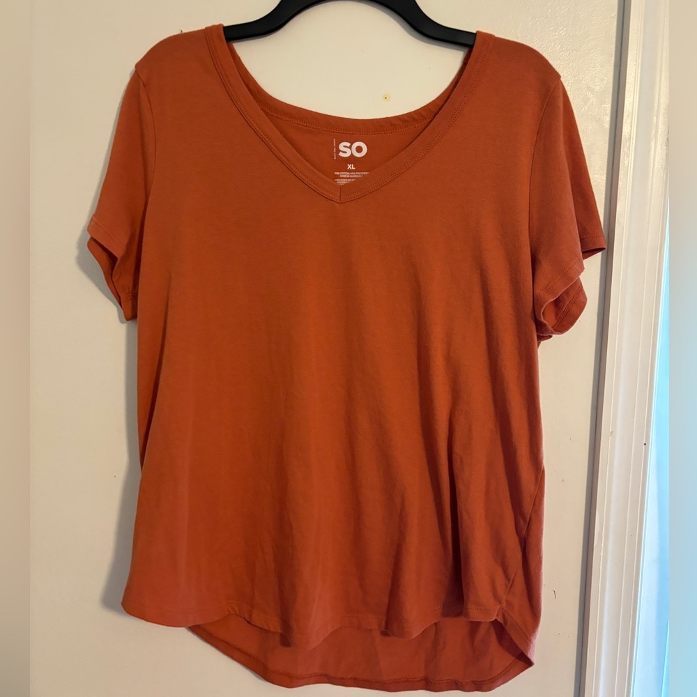 SO Burnt Orange U-neck Top